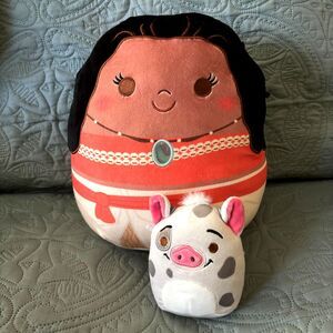 2 Disney Kelly Toy Squishmallows MOANA & PUA The Pig 14" & 5" Character Plush